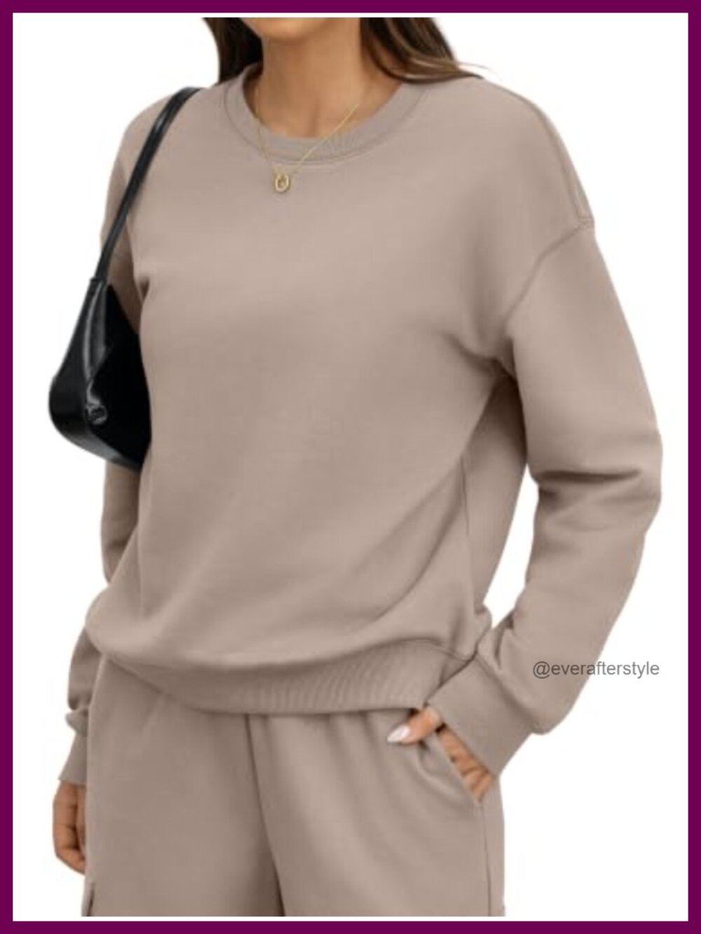 Womens Fleece Crewneck Sweatshirt Long Sleeve Pullover Cotton Blend